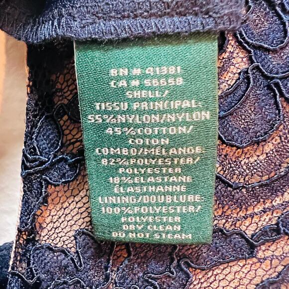 $398 RALPH LAUREN Lace & Floral Print Navy Blue Dress Gown – Size 8 / Medium - Picture 7 of 10